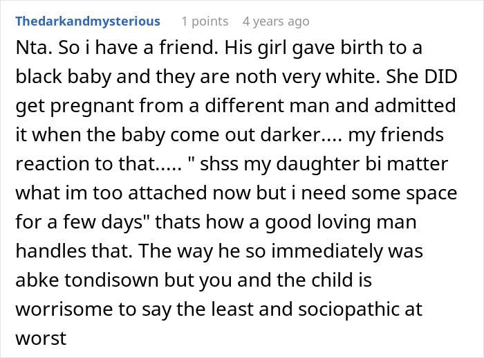 Comment discussing a lady accused of cheating due to her daughter's dark skin and husband begging forgiveness after DNA test. Comment discussing a lady accused of cheating due to her daughter's dark skin and husband begging forgiveness after DNA test.