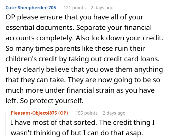 Online discussion about an 18-year-old who can't stand sharing a roof with toxic parents and plans to leave immediately.