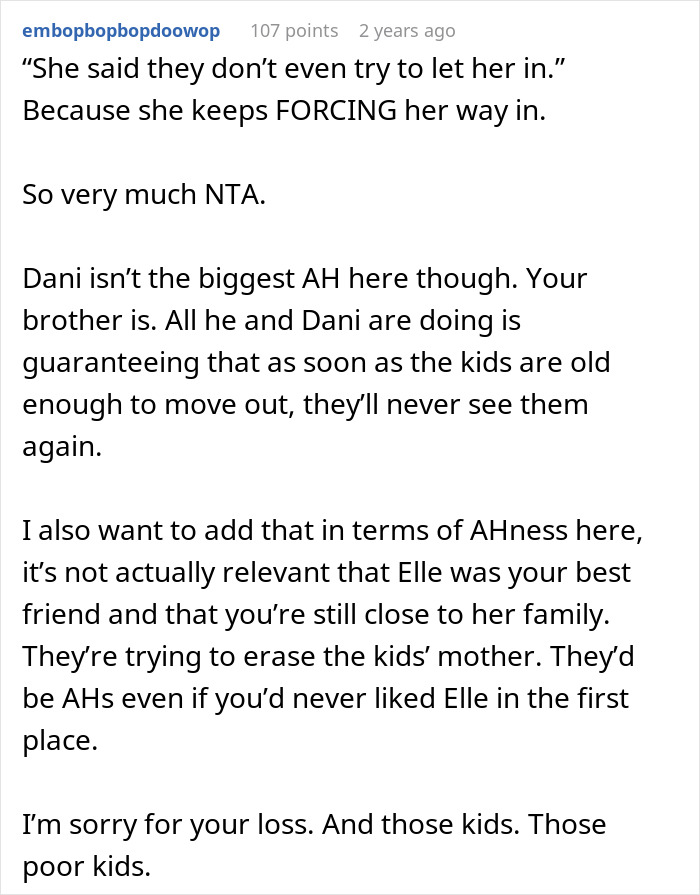 Text conversation discussing a guy and new wife trying to erase late wife from kids’ lives, aunt refuses. Text conversation discussing a guy and new wife trying to erase late wife from kids’ lives, aunt refuses.