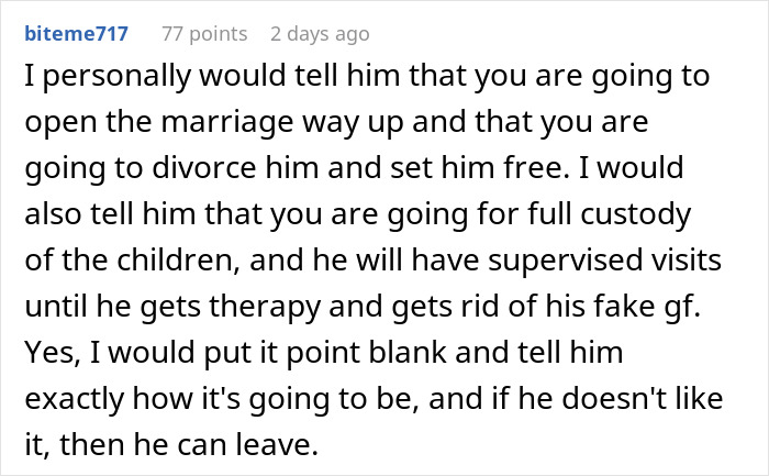 Comment about woman questioning marriage after husband falls in love with AI girlfriend, discussing custody and divorce. Comment about woman questioning marriage after husband falls in love with AI girlfriend, discussing custody and divorce.