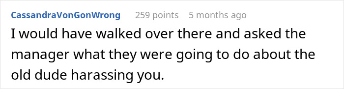 Comment from a user expressing support against a boomer complaining about stranger’s pants and shocked by his response. Comment from a user expressing support against a boomer complaining about stranger’s pants and shocked by his response.