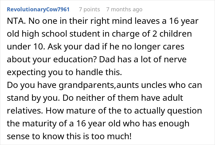 Teen refuses to babysit step-siblings for a week, causing parents to have a meltdown over full-time job expectations. Teen refuses to babysit step-siblings for a week, causing parents to have a meltdown over full-time job expectations.