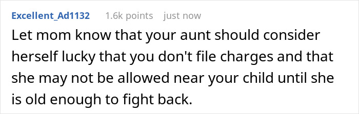 Comment discussing an aunt's unlicensed ear piercing during a baby visit and potential consequences from the mom. Comment discussing an aunt's unlicensed ear piercing during a baby visit and potential consequences from the mom.