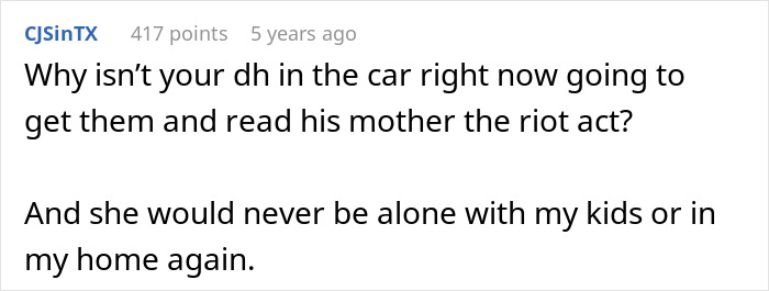 Screenshot of a forum comment discussing family drama involving an entitled grandma and stolen grandson’s ashes.