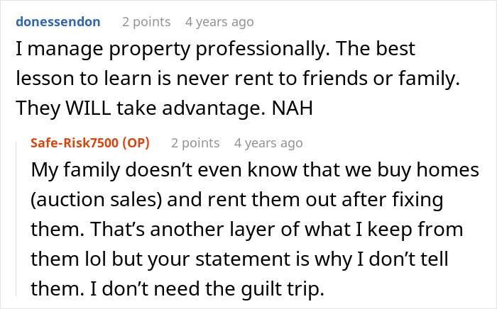 Comments on managing property and avoiding renting to family, related to secretly owning and renting to a family member. Comments on managing property and avoiding renting to family, related to secretly owning and renting to a family member.