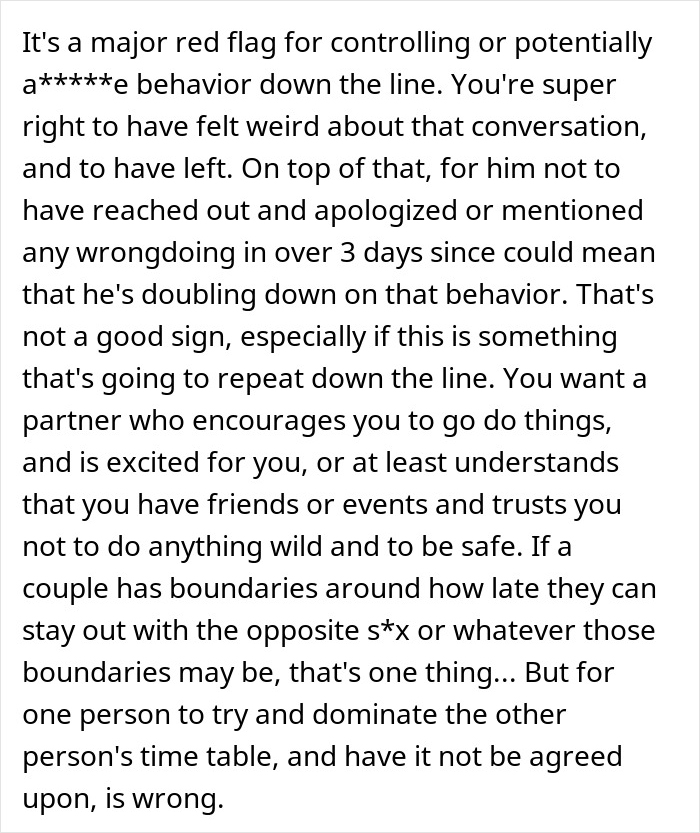 Text about recognizing red-flag behavior in relationships and fearing for safety after one argument with boyfriend. Text about recognizing red-flag behavior in relationships and fearing for safety after one argument with boyfriend.