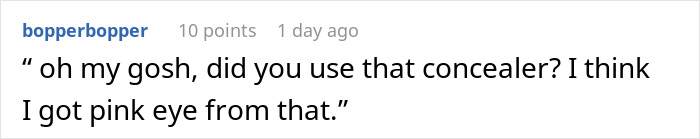 Text post showing a humorous comment about concealer, related to niece’s makeup treated like Sephora. Text post showing a humorous comment about concealer, related to niece’s makeup treated like Sephora.