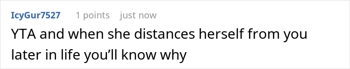 Screenshot of an online comment discussing a mom giving her 12-year-old daughter a menstruation celebration that goes too far. Screenshot of an online comment discussing a mom giving her 12-year-old daughter a menstruation celebration that goes too far.