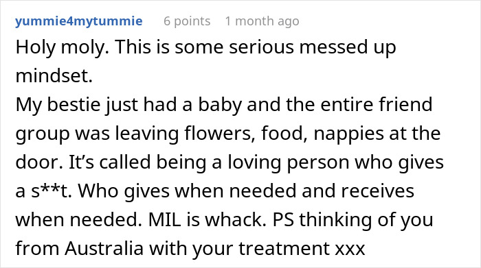 Comment about woman battling cancer asking for help, while mother-in-law calls it tacky and dramatic, shared online. Comment about woman battling cancer asking for help, while mother-in-law calls it tacky and dramatic, shared online.