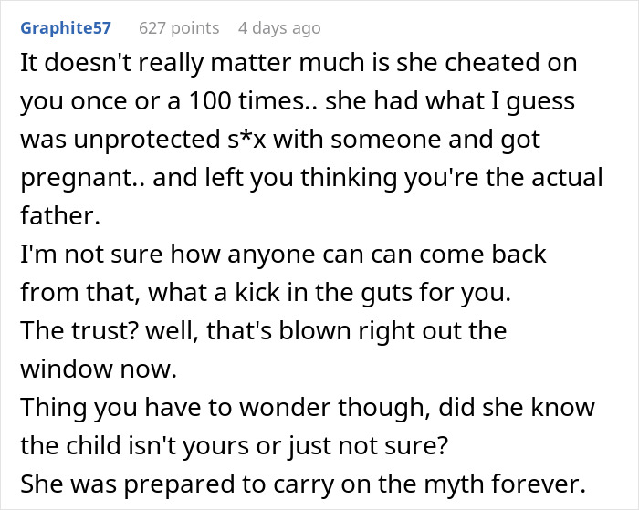 Comment explaining a dad ready to save his child’s life but discovering a disheartening truth about paternity.