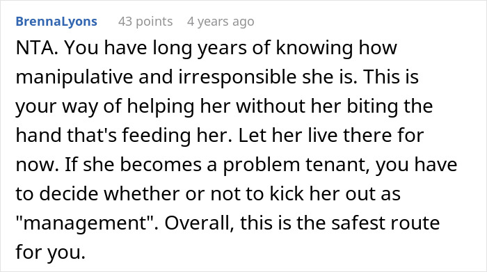 Screenshot of an online comment discussing a wife discovering her husband secretly owns and rents his mom’s house to her. Screenshot of an online comment discussing a wife discovering her husband secretly owns and rents his mom’s house to her.