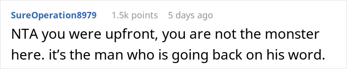 Screenshot of a user comment discussing relationship trust and honesty related to marriage, kids, and fertility issues.