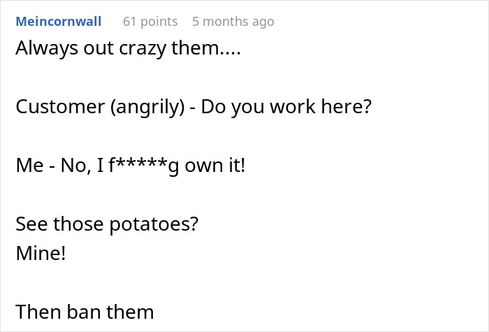 Text post showing a humorous exchange related to a boomer complaining about stranger’s pants and the response. Text post showing a humorous exchange related to a boomer complaining about stranger’s pants and the response.