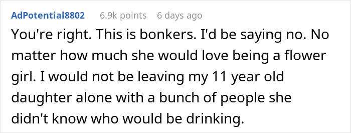 Screenshot of a forum comment expressing shock at a woman asked to lend her daughter for a wedding. Screenshot of a forum comment expressing shock at a woman asked to lend her daughter for a wedding.