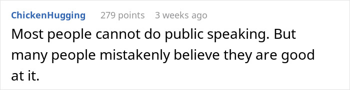 Text post with a comment about public speaking, related to best man’s speech comparing groom’s choice to IKEA shopping.