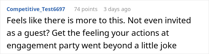 Text comment about BIL calling groom discount Ryan Reynolds, bride banning him from event, and refusal to lend $2K. Text comment about BIL calling groom discount Ryan Reynolds, bride banning him from event, and refusal to lend $2K.