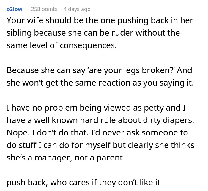 SIL lounging on couch while BIL runs after her kid, showing tension and readiness to end the arrangement. SIL lounging on couch while BIL runs after her kid, showing tension and readiness to end the arrangement.