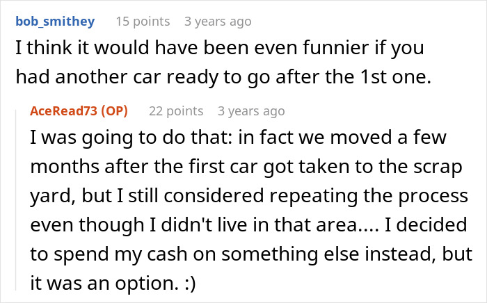 User comment discussion about someone considering a public road in front of their house as personal parking space. User comment discussion about someone considering a public road in front of their house as personal parking space.
