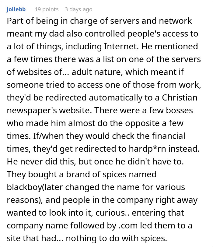 Screenshot of a Reddit comment discussing IT control and network access related to creepy professor and young women in class. Screenshot of a Reddit comment discussing IT control and network access related to creepy professor and young women in class.