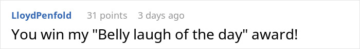 Comment on a Reddit post showing a user praising a funny reply about a man using a smart air con as a 3AM ice machine for revenge on a late-night neighbor. Comment on a Reddit post showing a user praising a funny reply about a man using a smart air con as a 3AM ice machine for revenge on a late-night neighbor.