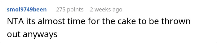Comment about wife’s birthday cake being eaten by husband, expressing anger over a week-old treat being devoured. Comment about wife’s birthday cake being eaten by husband, expressing anger over a week-old treat being devoured.