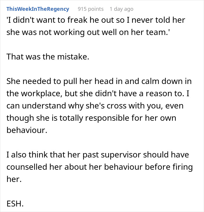 Comment discussing not telling a friend about getting fired and its impact on her being super fired. Comment discussing not telling a friend about getting fired and its impact on her being super fired.