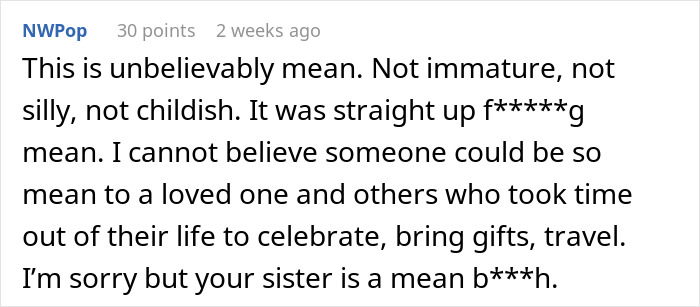 Screenshot of a user comment condemning a bride who assigned all plus-size guests to a special weight watchers table. Screenshot of a user comment condemning a bride who assigned all plus-size guests to a special weight watchers table.