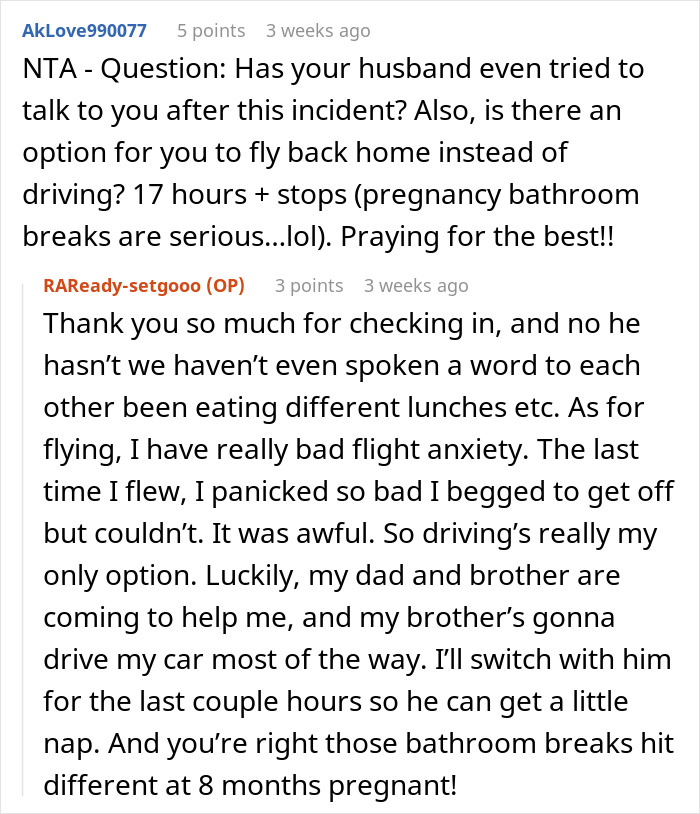 Reddit conversation about husband and family conflict after pregnant woman refuses to babysit niblings. Reddit conversation about husband and family conflict after pregnant woman refuses to babysit niblings.