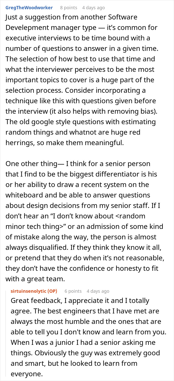 Reddit comments discussing job interview strategies and how a candidate can lose a job opportunity despite a high hiring chance. Reddit comments discussing job interview strategies and how a candidate can lose a job opportunity despite a high hiring chance.