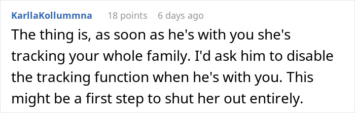 Comment discussing concerns about tracking family and disabling the tracking function in a mil-tracking-app-son. Comment discussing concerns about tracking family and disabling the tracking function in a mil-tracking-app-son.