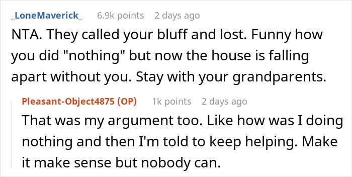 Screenshot of an online discussion where an 18-year-old expresses frustration about sharing a roof with toxic parents.