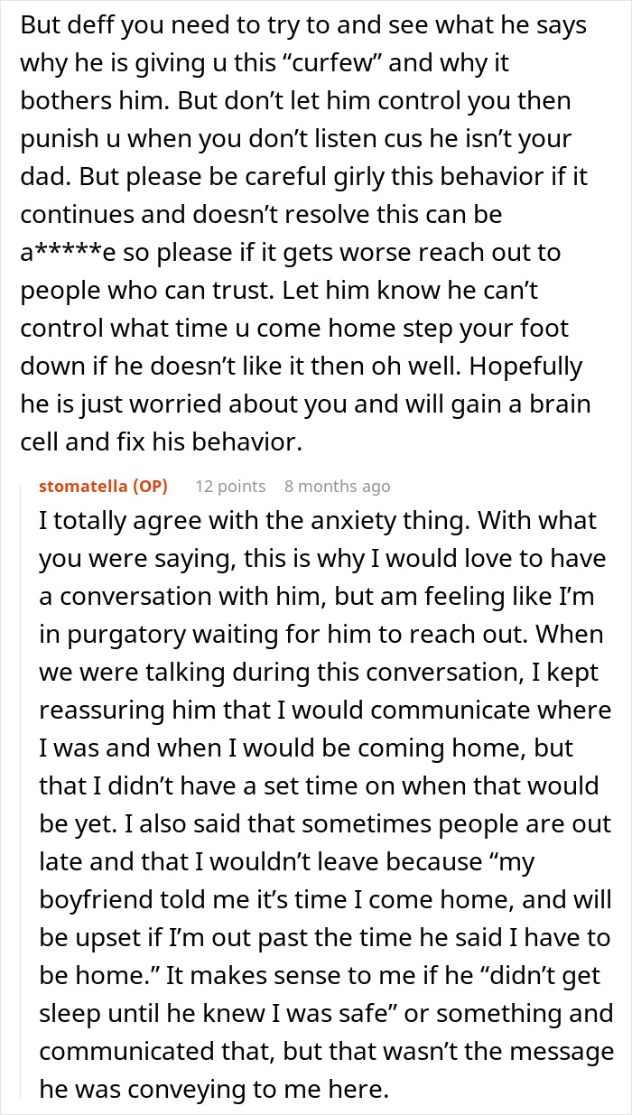 Text conversation about a woman reconsidering her relationship after a red-flag argument with boyfriend, fearing for her safety. Text conversation about a woman reconsidering her relationship after a red-flag argument with boyfriend, fearing for her safety.