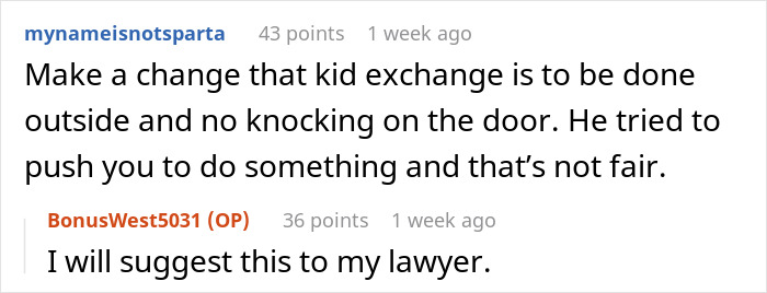 Screenshot of a Reddit discussion about a lady refusing her ex's stepkid to use her bathroom, suspecting him of wanting to snoop. Screenshot of a Reddit discussion about a lady refusing her ex's stepkid to use her bathroom, suspecting him of wanting to snoop.