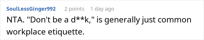 Reddit comment discussing workplace etiquette in response to a question about not telling a friend she was getting fired. Reddit comment discussing workplace etiquette in response to a question about not telling a friend she was getting fired.