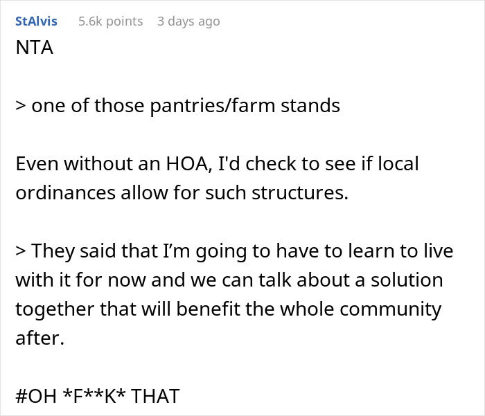 Screenshot of a Reddit comment discussing issues with a neighbor's farm stand causing theft problems. Screenshot of a Reddit comment discussing issues with a neighbor's farm stand causing theft problems.