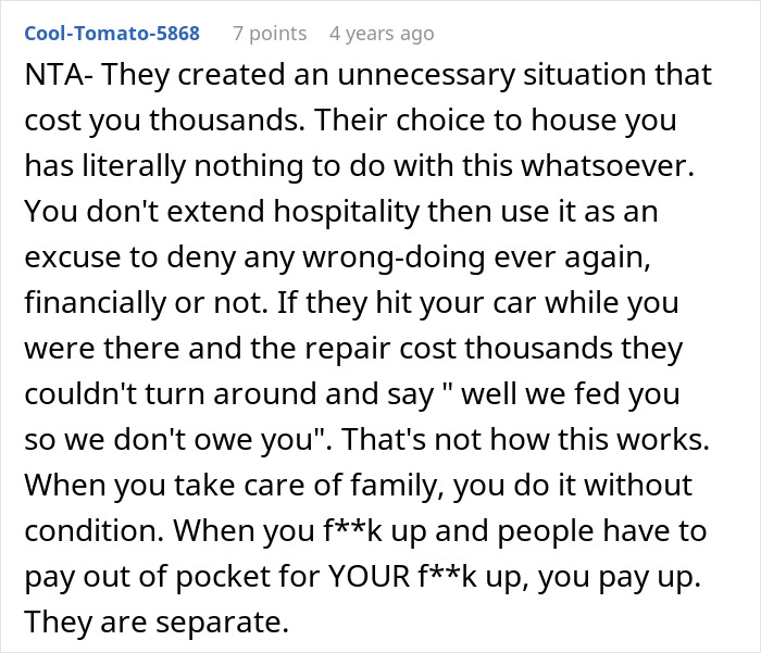 Comment discussing a woman missing flight babysitting niece and getting shut down when asking parents for compensation. Comment discussing a woman missing flight babysitting niece and getting shut down when asking parents for compensation.