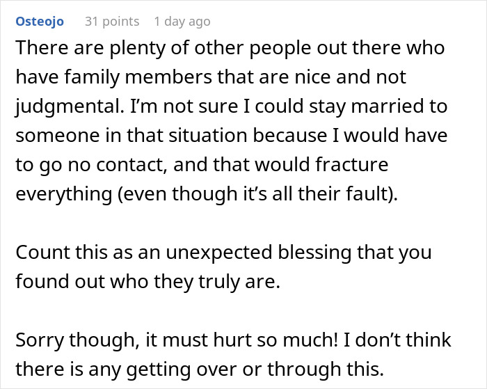 Alt text: Online comment about family trashing fiancé, highlighting shock and emotional impact in a language barrier situation. Alt text: Online comment about family trashing fiancé, highlighting shock and emotional impact in a language barrier situation.