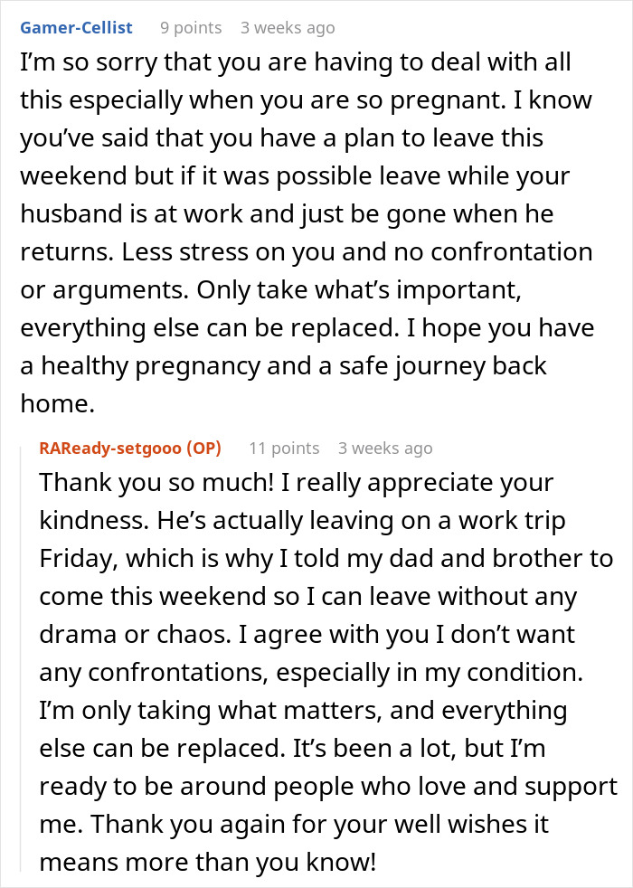 Reddit conversation showing support for pregnant lady dealing with family conflicts after refusing to babysit niblings. Reddit conversation showing support for pregnant lady dealing with family conflicts after refusing to babysit niblings.