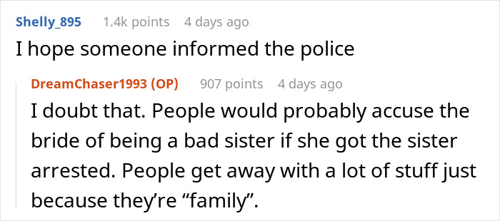 Screenshot of an online discussion about a bride-sister stealing money caught on camera and exposed by family members. Screenshot of an online discussion about a bride-sister stealing money caught on camera and exposed by family members.