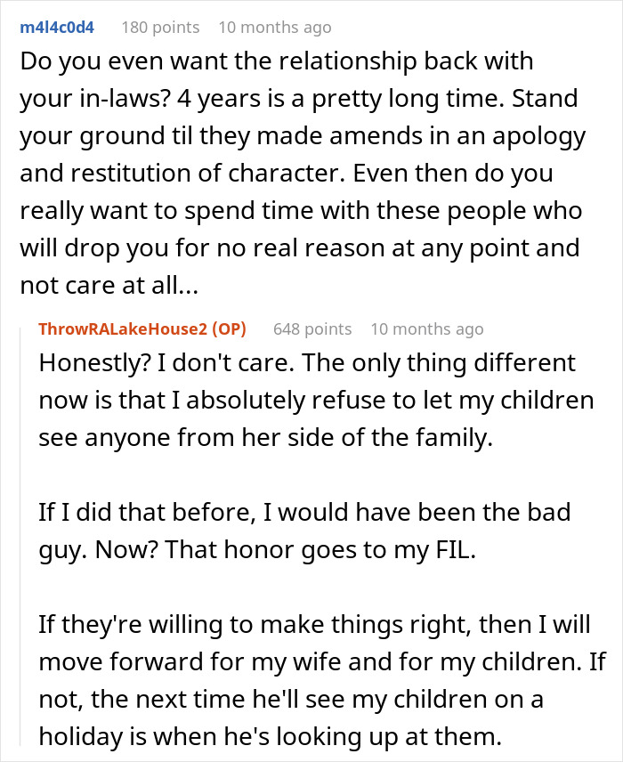 Online discussion about false accusation involving wife and father in law affecting family relationships and custody decisions.