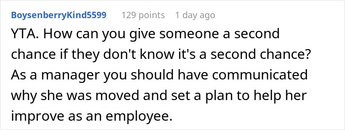 Screenshot of a Reddit comment discussing consequences of not telling a friend she was getting fired leading to her super fired. Screenshot of a Reddit comment discussing consequences of not telling a friend she was getting fired leading to her super fired.