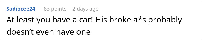 Comment on Reddit post discussing a man stranded on the side of the road after insulting his date. Comment on Reddit post discussing a man stranded on the side of the road after insulting his date.