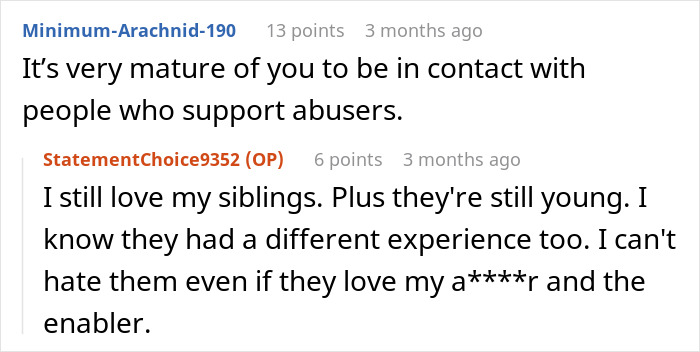 Screenshot of an online discussion where a man refuses to donate an organ to his abusive father who made his childhood difficult. Screenshot of an online discussion where a man refuses to donate an organ to his abusive father who made his childhood difficult.