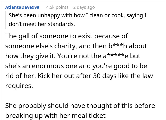 Reddit user discusses breakup, asking ex to move out while she claims she may have to drop out of school. Reddit user discusses breakup, asking ex to move out while she claims she may have to drop out of school.