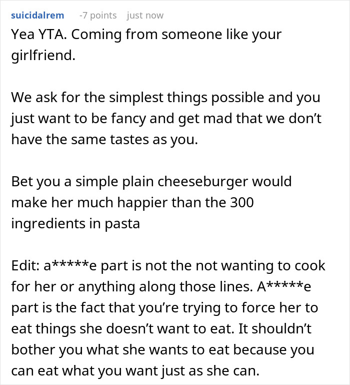 Woman Has The Palate Of A Five Year Old, Her BF Starts Refusing To Cook For Her Woman Has The Palate Of A Five Year Old, Her BF Starts Refusing To Cook For Her
