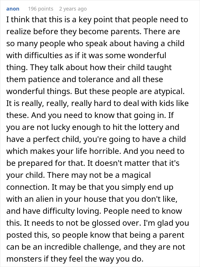 Comment from anonymous mom sparking backlash with brutally honest confession about parenting challenges and return program wishes