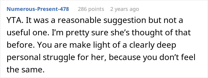 Text comment screenshot showing a user discussing a baby-mad woman’s struggle with conceiving and relationship issues. Text comment screenshot showing a user discussing a baby-mad woman’s struggle with conceiving and relationship issues.