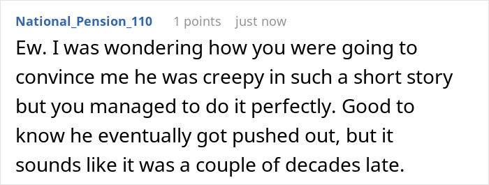 Reddit comment discussing a creepy professor and the reaction to IT placing young women in his class. Reddit comment discussing a creepy professor and the reaction to IT placing young women in his class.
