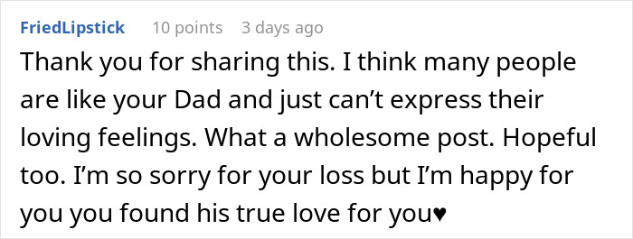 Comment about discovering true love in a storage unit left by dad, changing a daughter’s view of him forever. Comment about discovering true love in a storage unit left by dad, changing a daughter’s view of him forever.