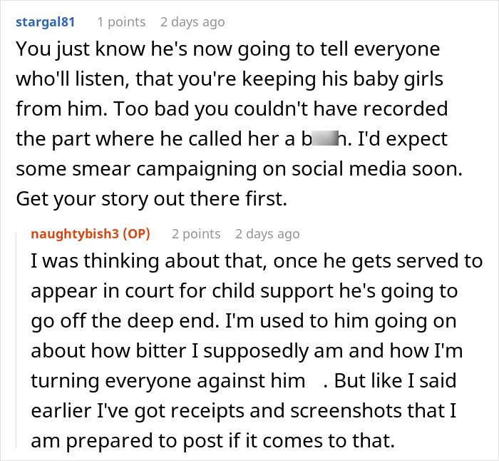 Screenshot of a Reddit conversation discussing a man facing legal consequences as a deadbeat dad over child support issues. Screenshot of a Reddit conversation discussing a man facing legal consequences as a deadbeat dad over child support issues.